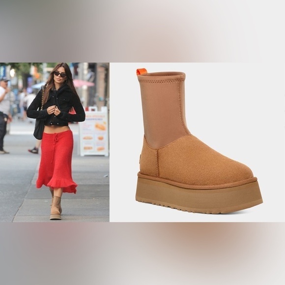 NEW Ugg Classic Dipper Platform Boot chestnut size 10 - Picture 3 of 7